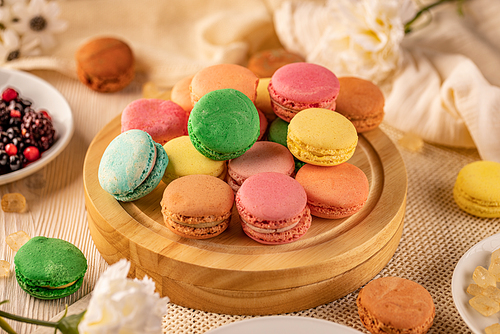 French macarons delicate sandwich cookies with a crisp exterior and sweet almond taste