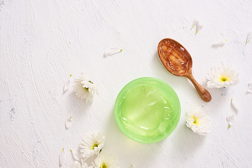 Smoothing gel aloe vera formula represent the cosmetic and bodycare.