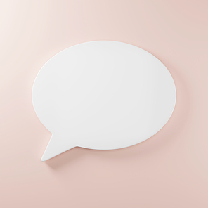 Speak bubble text, talk chatting box, thinking sign symbol, message box outline cartoon, Speech bubble icon on pink pastel background, 3D rendering illustration