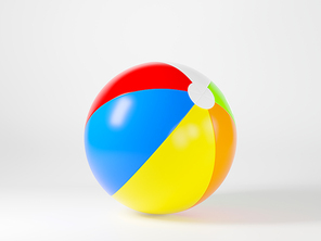 Colorfull inflatable beach ball mockup light sphere toy for sport game summer on white background, holiday summer icon, 3D rendering illustration