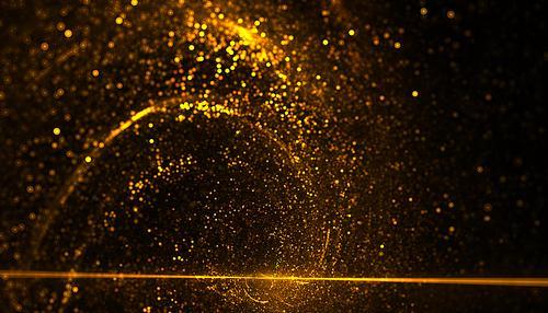 golden particles bursting energy in spiral movement