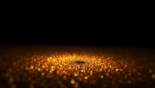 golden glitter particle closeup with focused center