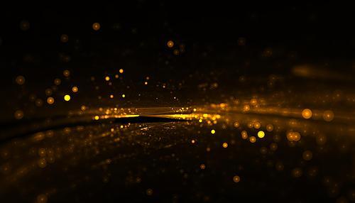 shiny golden particles with light streak