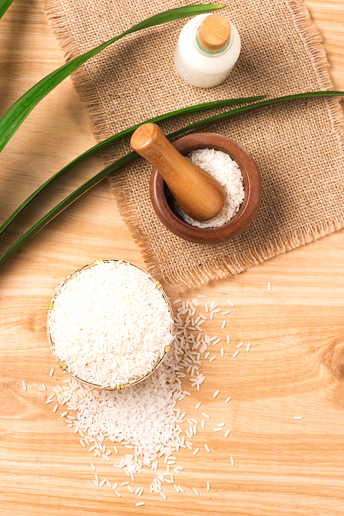 Rice milk, with rice grains