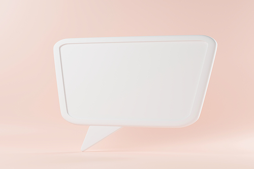 Speak bubble text, talk chatting box, thinking sign symbol, message box outline cartoon, Speech bubble icon on pink pastel background, 3D rendering illustration