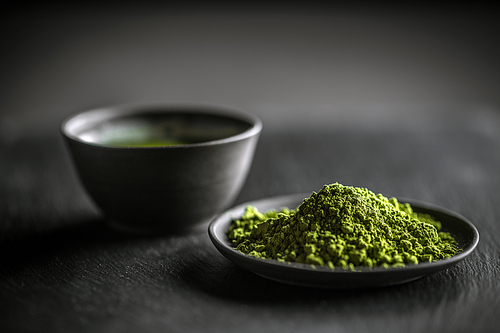 Japanese matcha green tea and tea powder