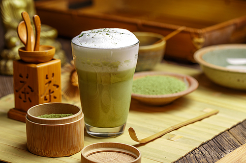 Cup of green tea matcha latte