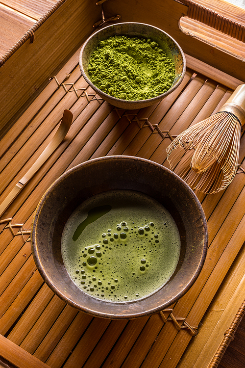 Green tea matcha in a bowl