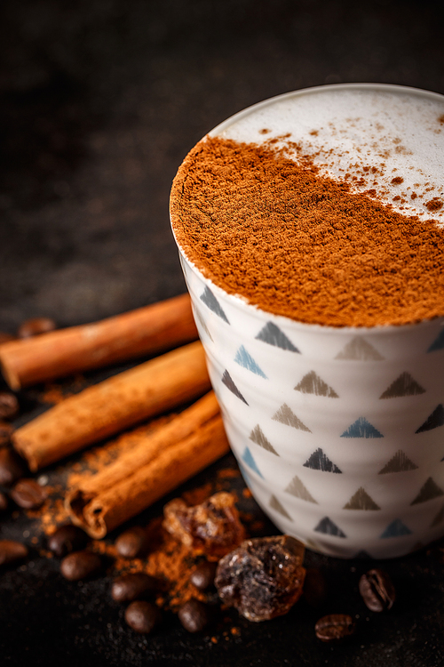 Close up of winter warm spice coffee drink