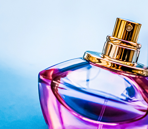 Perfume bottle on glossy background, sweet floral scent, glamour fragrance and eau de parfum as holiday gift and luxury beauty cosmetics brand design.