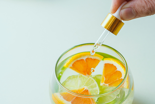 Essential oil with orange - vitamin C. Natural remedies, drop vitamin C - dropper.