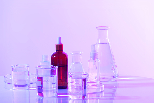 flask of water olution in science laboratory background