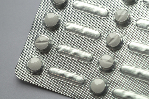 Close-up of the packaging of tablets for colds. Treatment at home. Health care