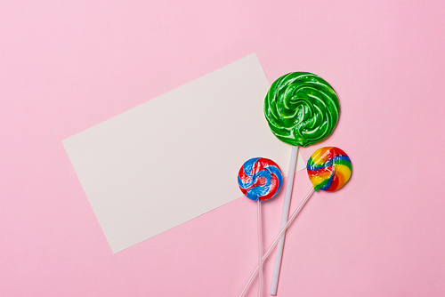 Birthday concept. Lollipop sweet caramel candy copy space