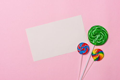 Birthday concept. Lollipop sweet caramel candy copy space