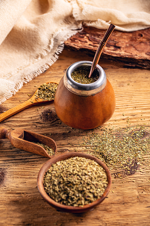 Yerba mate cup and straw, traditional drink of Argentina