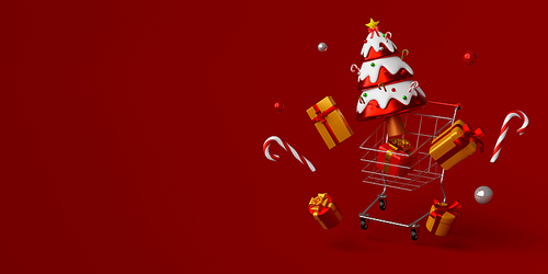 Christmas banner advertisement for Christmas and New year sale, 3d illustration