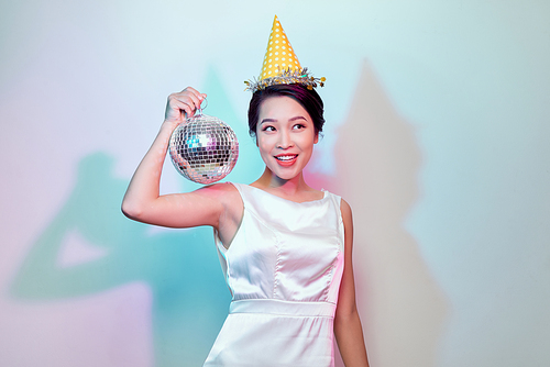 Party woman with disco ball