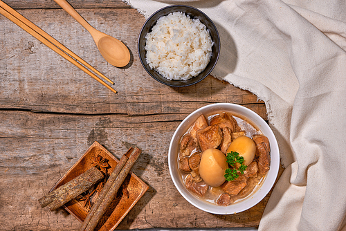 Vietnamese caramelised pork with hard-boiled eggs braised in coconut water.