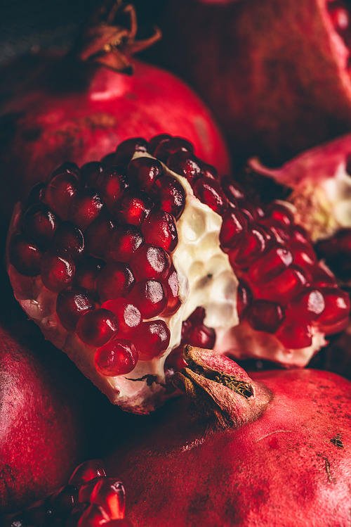 Background of ripe and red pomegranate fruit