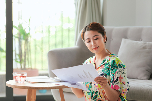 female freelancer working at home