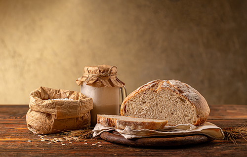 Traditional sourdough bread with space for your text