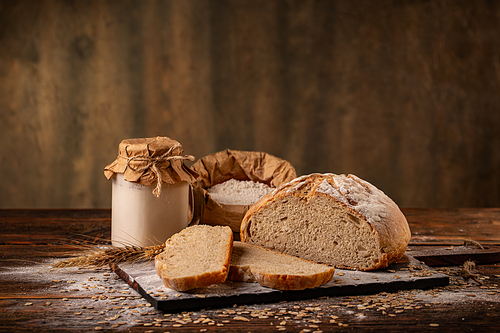 Homemade bread concept with sourdough in a jar