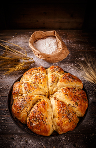 Fresh baked pastry buns snack triangles