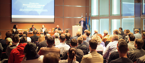 Business Conference and Presentation. Audience at the conference hall.