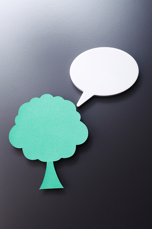 speech bubble and paper tree