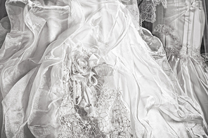 Wedding dresses in a bridal shop, fashion and style brand