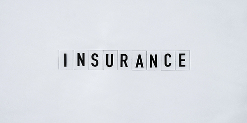 Insurance text black letters on white background. Word