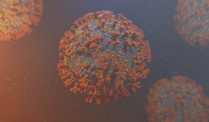 Covid-19 코로나바이러스, 급성 호흡기 감염을 유발하는 바이러스 세포 질환 및 일반적인 감기 미세한 바이러스 코로나 바이러스 질병 의료 3d 배경,현미경으로 본 떠다니는 인플루엔자 바이러스 세포