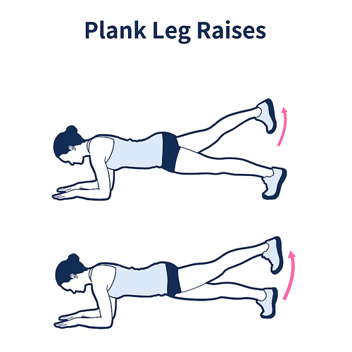 Plank Leg Raises 맨몸운동 홈트레이닝 일러스트