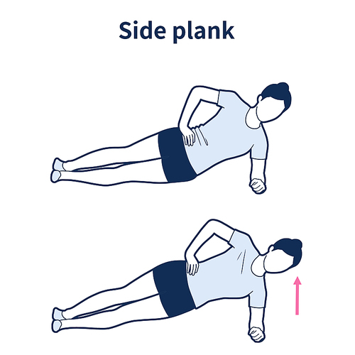 Side plank 맨몸운동 홈트레이닝 일러스트
