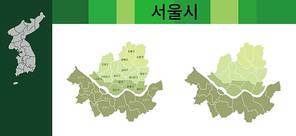 한반도 대한민국 서울시 지역별 지도 일러스트 (dandanmi)