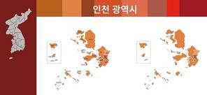 한반도 대한민국 인천 지역별 지도 일러스트 (dandanmi)