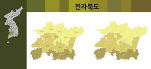 한반도 대한민국 전라북도 지역별 지도 일러스트 (dandanmi)