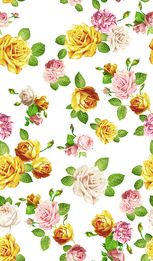 빈티지한 칼라의 장미꽃 패턴