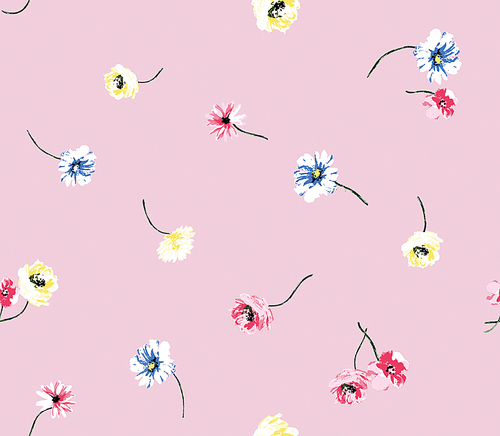 핑크 바닥에 심플한 귀여운 꽃 패턴 디자인
