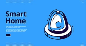 Smart home banner. Internet of things technology concept. Vector landing page of house control system with isometric icon of alarm flasher, security monitoring