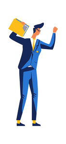 Businessman in despair, man in fear raised his hands up, cartoon vector illustration, flat icon