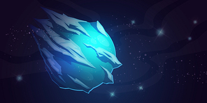 Ice planet in space, galaxy comet with crystal surface, blue frozen globe with glaciers in universe. Fantasy meteor in starry sky. Astronomy object in cosmos, alien world, Cartoon vector illustration
