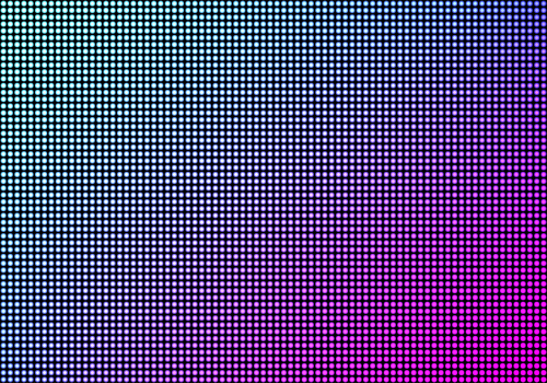 LED video wall screen texture background, blue and purple color light diode dot grid tv panel, lcd display with pixels pattern, television digital monitor, Realistic 3d vector illustration