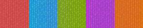 Wool knit, sweater fabric texture. Vector cartoon set of seamless patterns with knitting textile, red, green, blue, orange and purple warm jersey material swatches