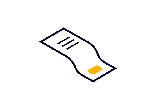 Paper check isometric icon, document confirming payment transaction