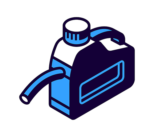 Gasoline canister with nozzle isometric icon, liquid storage container vector illustration