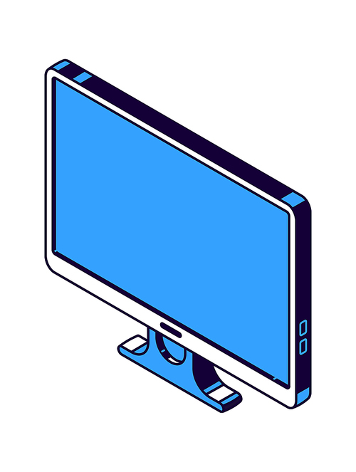 Computer monitor, flat tv isometric vector icons