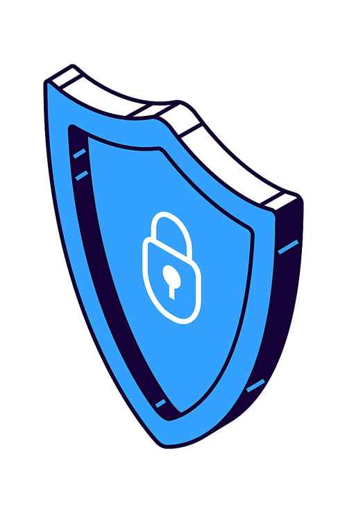 Shield isometric icon isolated vector illustration, protection and safety symbol