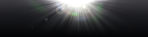 sunlight rays with lens glare and  isolated on transparent . vector realistic illustration of abstract white flare or sunlight shine with refraction effect